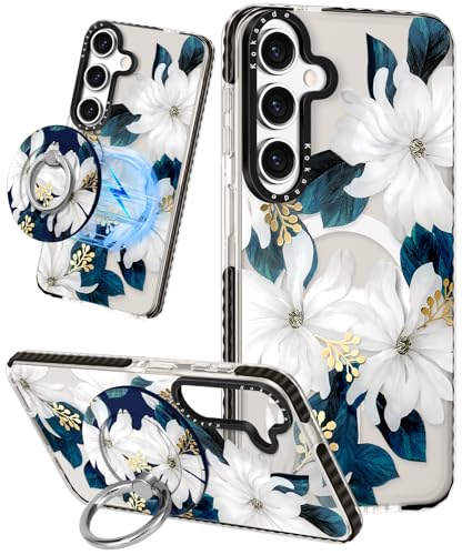 Kokaade Schutzhülle für Samsung Galaxy S25 Plus für Damen und Mädchen – süßes Kawaii, kompatibel mit Magsafe, magnetischer Ringhalterung, Ständer, blaues Blumendesign, TPU-Schutzhülle für Galaxy S25 Kokaade Schutzhülle für Samsung Galaxy S25 Plus für Damen und Mädchen – süßes Kawaii, kompatibel mit Magsafe, magnetischer Ringhalterung, Ständer, blaues Blumendesign, TPU-Schutzhülle für Galaxy S25 von Kokaade