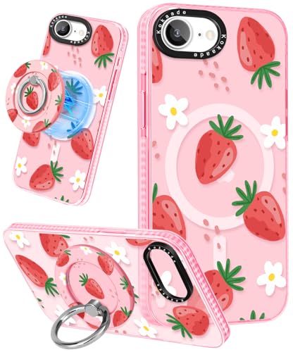 Kokaade Schutzhülle für iPhone 16e für Damen und Mädchen – süßes Kawaii, kompatibel mit Magsafe, magnetischer Ringhalter, Ständer, Erdbeerblumen, modisches Design, Handyhülle, mädchenhaftes TPU für Kokaade Schutzhülle für iPhone 16e für Damen und Mädchen – süßes Kawaii, kompatibel mit Magsafe, magnetischer Ringhalter, Ständer, Erdbeerblumen, modisches Design, Handyhülle, mädchenhaftes TPU für von Kokaade