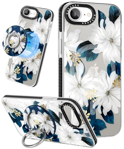 Kokaade Schutzhülle für iPhone 16e für Damen und Mädchen – süßes Kawaii, kompatibel mit Magsafe, magnetischer Ringhalter, Ständer, blaue Blume, modisches Design, Handyhülle, mädchenhafte Kokaade Schutzhülle für iPhone 16e für Damen und Mädchen – süßes Kawaii, kompatibel mit Magsafe, magnetischer Ringhalter, Ständer, blaue Blume, modisches Design, Handyhülle, mädchenhafte von Kokaade