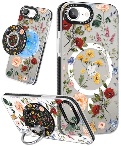 Kokaade Schutzhülle für iPhone 16e für Damen und Mädchen – süßes Kawaii, kompatibel mit Magsafe, magnetischer Ringhalterung, Ständer, Retro-Blumen-Design, Handyhülle, mädchenhafte TPU-Schutzhülle für Kokaade Schutzhülle für iPhone 16e für Damen und Mädchen – süßes Kawaii, kompatibel mit Magsafe, magnetischer Ringhalterung, Ständer, Retro-Blumen-Design, Handyhülle, mädchenhafte TPU-Schutzhülle für von Kokaade