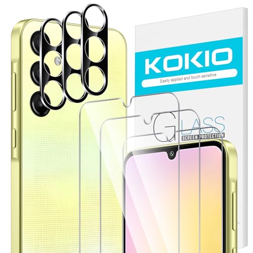 Kokio 3+3 Stück Schutzfolie für Samsung Galaxy A25 5G, 3 Stück Schutz Glas Folie mit 3 Stück Kamera Schutzfolie, 0,33mm 9H Härte, Anti-Kratzen, Keine Blasen, HD Schutzglas für Samsung A25 von Kokio