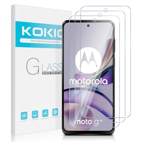 Kokio 3 Stück Schutzfolie für Motorola Moto G13/G23/G53 Schutzglas, Anti-Bläschen, Anti-Kratzen, Anti-Fingerprint, Ultra-klar Displayschutz, 9H Härte Folie für Moto G23 Schutzglas von Kokio