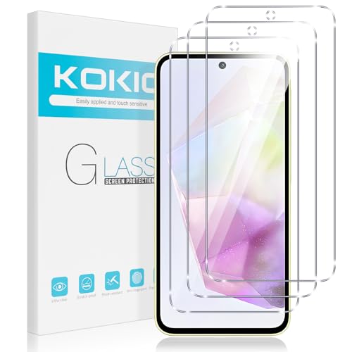 Kokio 3 Stück Schutzfolie für Samsung Galaxy A35 5G, Gehärtetes Glas Displayschutzfolie für Samsung A35, 9H Härte, Anti-Fingerprint, HD Klar, Frei von Kratzern, Anti-Bläschen(6,6'') von Kokio