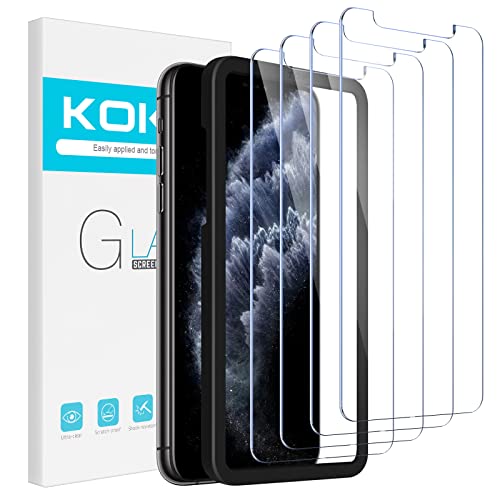 Kokio 4 Stück Schutzglas Schutzfolie für iPhone 11 Pro/iPhone XS/iPhone X 5.8",Displayschutzfolie,9H Härte,Ultra-klar HD,Anti-Kratz,Blasenfrei Schutzglas für Apple iphone 11 pro 2019 von Kokio
