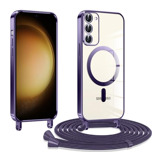 Kokio Handykette Hülle für Samsung Galaxy S23+ / S23 Plus 5G mit Band, Magnetische Transparent Handyhülle Kompatibel mit MagSafe, Kratzfeste Stossfest Schutzhülle mit Einstellbar Kette,Lila Kokio Handykette Hülle für Samsung Galaxy S23+ / S23 Plus 5G mit Band, Magnetische Transparent Handyhülle Kompatibel mit MagSafe, Kratzfeste Stossfest Schutzhülle mit Einstellbar Kette,Lila von Kokio