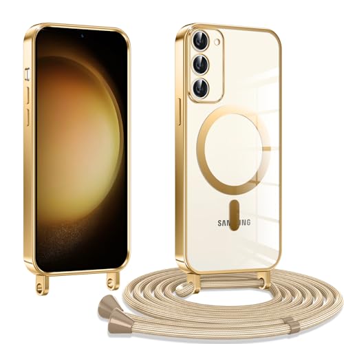 Kokio Handykette Hülle für Samsung Galaxy S23 5G mit Band, Magnetische Transparent Handyhülle Kompatibel mit MagSafe, Kratzfeste Stossfest Schutzhülle mit Einstellbar Kette,Gold Kokio Handykette Hülle für Samsung Galaxy S23 5G mit Band, Magnetische Transparent Handyhülle Kompatibel mit MagSafe, Kratzfeste Stossfest Schutzhülle mit Einstellbar Kette,Gold von Kokio