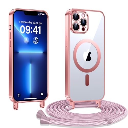 Kokio Handykette Hülle für iPhone 13 pro max mit Band, Magnetische Transparent Handyhülle Kompatibel mit MagSafe, Kratzfeste Stossfest Schutzhülle mit Einstellbar Kette,Rosé Kokio Handykette Hülle für iPhone 13 pro max mit Band, Magnetische Transparent Handyhülle Kompatibel mit MagSafe, Kratzfeste Stossfest Schutzhülle mit Einstellbar Kette,Rosé von Kokio