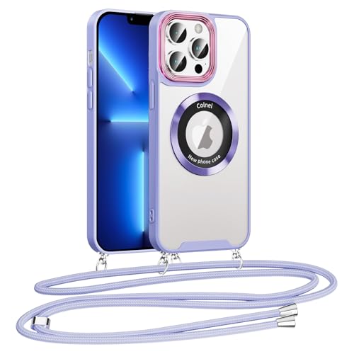 Kokio Handykette für iPhone 13 Pro 6,1" Hülle mit Band, Transparent Magnetisch Handyhülle zum Umhängen Kette mit Strap Schnur Abnehmbar, Schutzhülle mit Kordel für iPhone13 Pro, Lila Kokio Handykette für iPhone 13 Pro 6,1" Hülle mit Band, Transparent Magnetisch Handyhülle zum Umhängen Kette mit Strap Schnur Abnehmbar, Schutzhülle mit Kordel für iPhone13 Pro, Lila von Kokio
