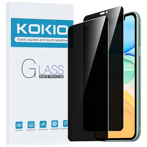 Kokio Sichtschutz Schutzfolie für iPhone 11/XR, 9H Härte Anti-Peep-Schutzglas,Anti-Kratzer,Anti-Spionage Schutz für den Bildschirm,2 Stück von Kokio