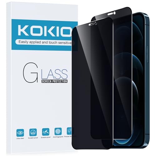 Kokio Sichtschutz Schutzfolie für iPhone 12 Pro Max, 9H Härte Anti-Peep-Schutzglas,Anti-Kratzer,Anti-Spionage Schutz für den Bildschirm,2 Stück von Kokio