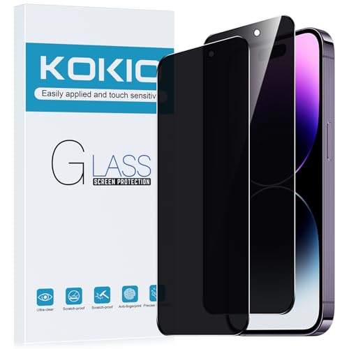 Kokio Sichtschutz Schutzfolie für iPhone 14 Pro, 9H Härte Anti-Peep-Schutzglas,Anti-Kratzer,Anti-Spionage Schutz für den Bildschirm,2 Stück von Kokio