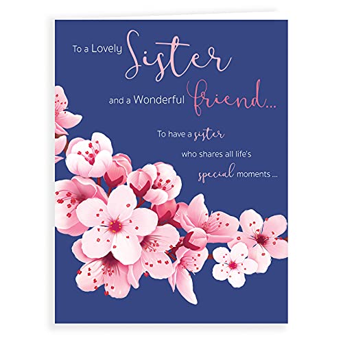 Koko Designs Geburtstagskarte, Motiv "Lovely Sister and Wonderful Friend", 20,3 x 15,2 cm von Koko Designs