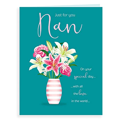 Koko Designs Luxuriöse, schöne moderne Geburtstagskarte Nan Just for You – 20,3 x 15,2 cm, Braun von Koko Designs