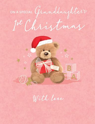 Koko Designs Piccadilly Greetings Klassische Weihnachtskarte für Enkelin, 1. Weihnachten, Teddy, 20,3 x 15,2 cm von Koko Designs