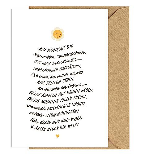 KOKO&LORA® Glückwunschkarte mit Kraftpapier-Briefumschlag - Grußkarte mit Naturkuvert • zum Geburtstag, Abschied für Kollegen, Mama, Papa, Lehrer, Erzieher von Koko Lora