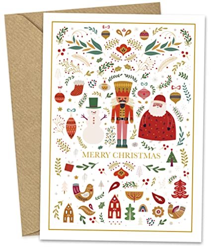 KOKO&LORA® Skandinavische Weihnachtskarten mit Kraftpapier-Umschlägen (3er Set) - Premium Grußkartenset mit Natur-Kuvert - moderne, weihnachtliche Karten von Koko Lora
