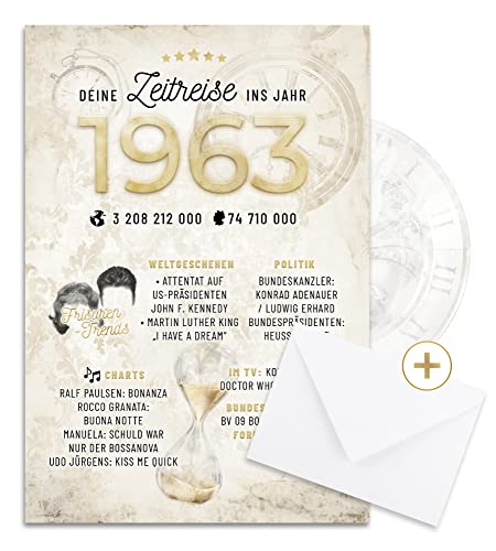 KOKO&LORA® XL-Geburtstagskarte zum 61. Geburtstag - Zeitreise ins Jahr 1963 von Koko Lora