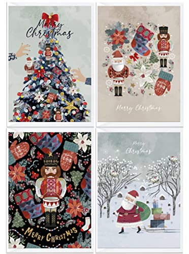 KOKO&LORA® moderne Weihnachtskarten im Set mit Umschlägen - festliches Nussknacker-Design von Koko Lora