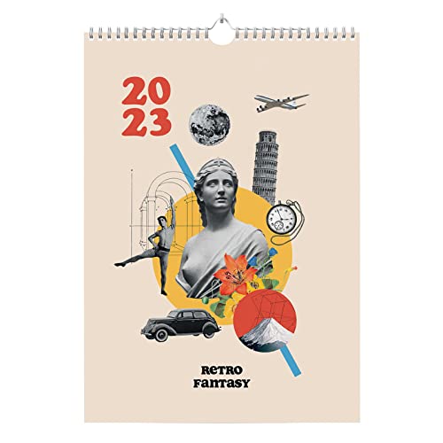 Grupo Erik Offizieller Retro Fantasy Kalender 2023, A3-Kalender, 30,5 x 41,9 cm, quadratischer Wandkalender 2023, klassischer Kalender 2023, spiralgebundener Kalender 2023, Flip-Kalender 2023 von Kokonote