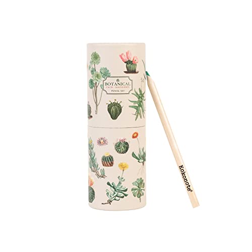 Kokonote Botanical Cacti Buntstiften Set - Stifte Set 18 Zeichnung Bleistifte 9 Farben - Buntstifte Set - Stiftebox Mäppchen mit Stiften - Zeichenstifte Professionell Set von Grupo Erik