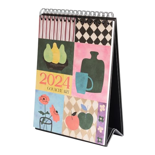 Kokonote Kalender 2024 Tischkalender Still Life Gouache Art Kalender 2024 Familienplaner Tischkalender 2024 zum Aufstellen 17 x 17 cm Jahreskalender 2024 von Kokonote