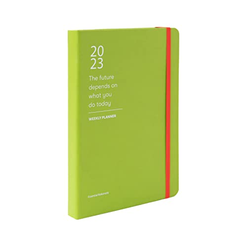 Kokonote Terminkalender 2023 - Color Fun Kollektion A5 Format - Grün Essential Kalender - Wochenplaner - Personal Organizer auf Englisch - FSC-zertifiziert von Kokonote