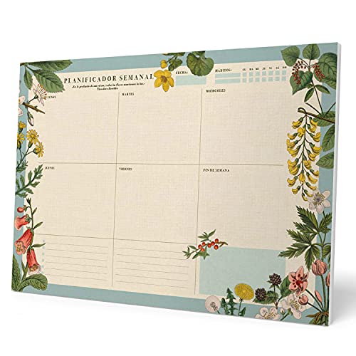 Kokonote Wochenplaner Tischkalender Block A3- Kalender Planer Botanical - Schreibunterlage auf Spanisch von Grupo Erik