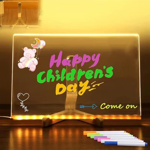 Magicboard Where Creativity Lights Up, Magicboard - Magic Drawing Board, Kivvy - Magicboard, Helloluno LED-Zeichenbrett, mit farbigem Notizblock mit verstellbarem Staand und 7 Stiften (M) von Kolarmo