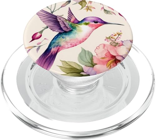 Kolibri-Blumenwatercolor-Rosa-lila Farben-Blumen PopSockets PopGrip für MagSafe von Kolibri-Blumenwatercolor-Rosa-lila Farben-Blumen