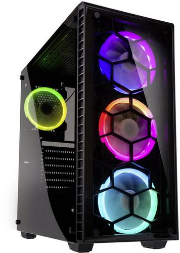 Kolink Observatory RGB Midi-Tower PC-Gehäuse Schwarz 4 Vorinstallierte LED Lüfter, Seitenfenster, von Kolink