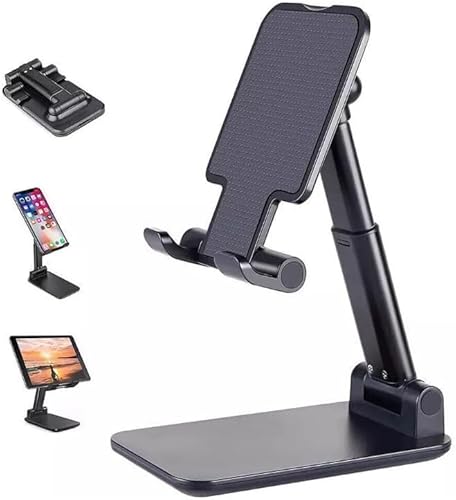 Koliyn Verstellbarer Handy-Ständer für den Schreibtisch, faltbare Handy-Halterung, Wiege, Dock, Tablet-Ständer, hüllenfreundlich, kompatibel mit allen Handys/iPad/Kindle/Tablets von Koliyn