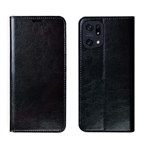 Magnetische Klapphülle für Oppo Find X5 Pro (2022) 17,6 cm (6,7 Zoll), Leder, TPU-Innenschale, Stent-Funktion, Folio-Hülle, Kartenhalter, Schwarz von Koliyn