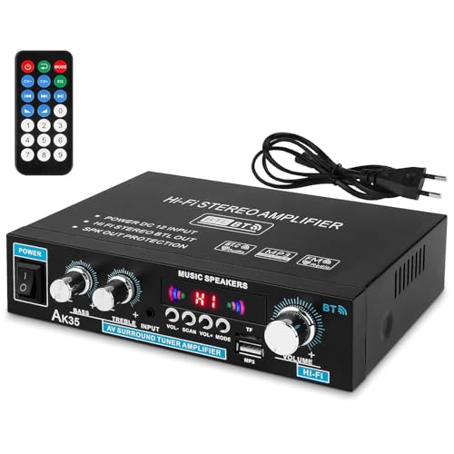 Bluetooth Verstärker Hifi Stereo Amplifier - 2 Kanal Mini Audio Verstaerker Digital Endstufe mit Bass Treble Tuner für PC Heimkino 50WX2 12V von Kolrid