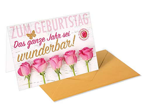 Goldstückchen Grußkarte / Glückwunschkarte zum Geburtstag - Rosen von Komma³