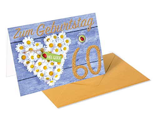 Komma³ Geburtstagskarte mit Glückbringer Zahl 60 von Komma³