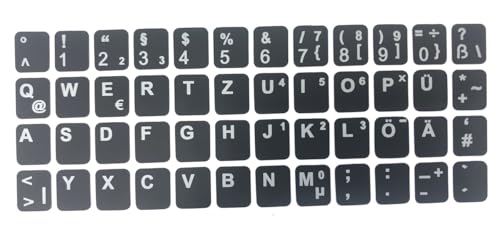 T-ProTek DEUTSCHE Tastaturaufkleber- schwarz MATT 48 Tasten 1,1 cm x 1,3 cm Tastatur Aufkleber Selbstkleben kompatibel für MSI EX600 von T-ProTek