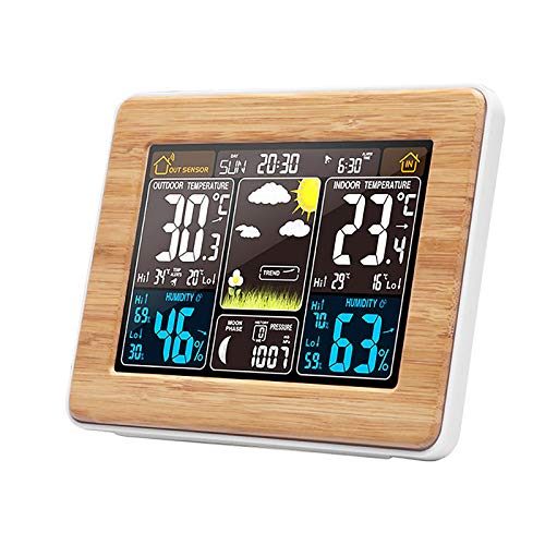 Wetterstation Funk mit Außensensor, DCF Funkuhr, Digital Farbdisplay Funkwetterstation mit Wettervorhersage, Wetterstationen mit Temperatur und Luftfeuchtigkeitsalarm Innen Außen für Haus, Büro Wetterstation Funk mit Außensensor, DCF Funkuhr, Digital Farbdisplay Funkwetterstation mit Wettervorhersage, Wetterstationen mit Temperatur und Luftfeuchtigkeitsalarm Innen Außen für Haus, Büro von Konesky