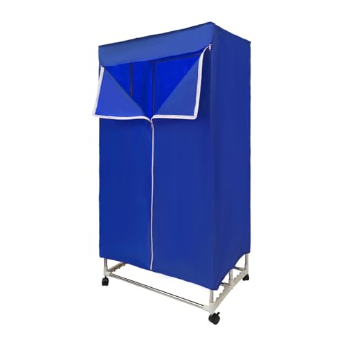 Konfiur 1500W Elektrischer Wäschetrockner, Beheizbarer Wäscheständer Tragbarer Warmlufttrockner mit Fernbedienung, Timer 30-180 Min, Temperatur Max. 70 °C (Blau ohne Muster) von Konfiur