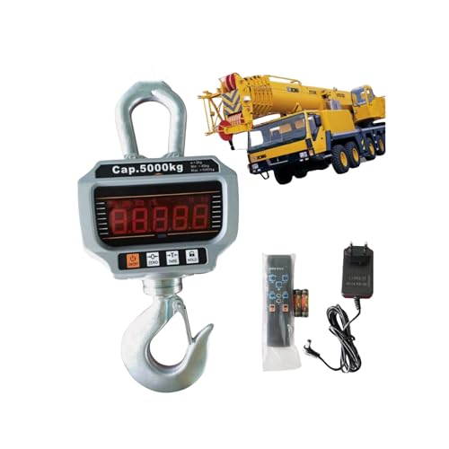 Konfiur 5T 5000KG Kranwaage, Heavy Duty Zugwaage Alulegierung von Luftfahrtqualität Digitale Hängewaage Smart Scale, Crane Maßstab mit LED Display und Fernbedienung Lagerwaage von Konfiur