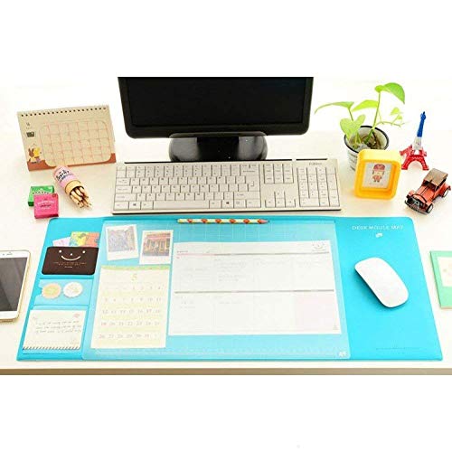 Große Schreibtischunterlage mit Taschen, transparentes PVC, dünnes Mauspad, multifunktional, wasserfest, Schreibunterlage, erweiterter Schreibtisch-Organizer grün von KongEU