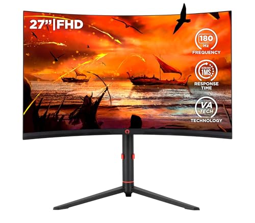 Konix Drakkar 27" Shadow Curved Gaming Monitor PC, PS4, PS5, Switch und Xbox - FHD-Auflösung 1.080 px - Frequenz 180 Hz - Antwort 1 ms - VA-Panel von Konix