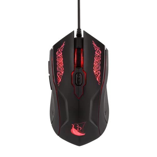 Konix Drakkar Fadenmaus Shaman für PC - 6 Tasten - USB-Anschluss - LED-Hintergrundbeleuchtung - Schwarz und Rot Konix Drakkar Fadenmaus Shaman für PC - 6 Tasten - USB-Anschluss - LED-Hintergrundbeleuchtung - Schwarz und Rot von Konix