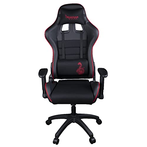 Konix Drakkar Gaming-Bürostuhl Berserk - Sitzneigung 160° - Glattes Polyurethan-Leder - Schwarz und Rot von Konix