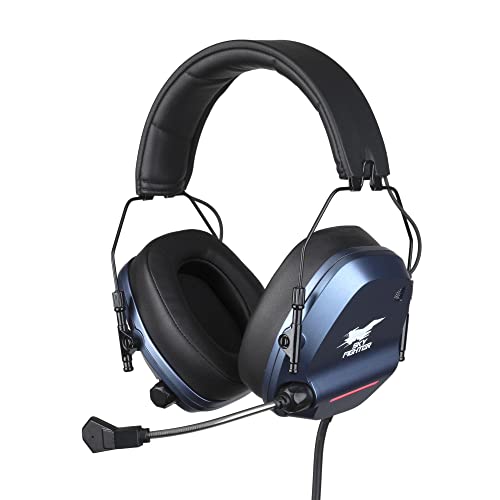 Konix Drakkar Gaming-Headset für PC - Flexibles Mikrofon - 2,4 m Kabel - LED-Beleuchtung - Schwarz/Blau von Konix
