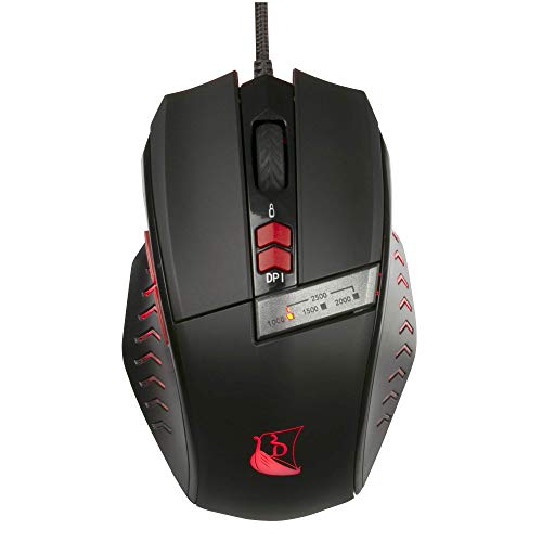 Konix Drakkar Gaming-Maus Runemaster Evo für PC - LED-Hintergrundbeleuchtung - USB-Anschluss - 1,8 m Kabel - Schwarz und Rot von Konix