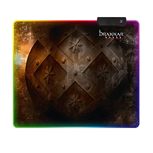 Konix Drakkar Gaming-Mauspad Hetland 32 x 27 cm - Hintergrundbeleuchtete Konturen - Inklusive USB-Kabel - Wikinger-Motiv von Konix