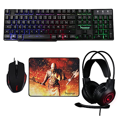 Konix Drakkar Gaming-Zubehörpaket Rogue für PC - Headset - AZERTY -Tastatur mit 105 Tasten - Maus - Viking - Mauspad von Konix