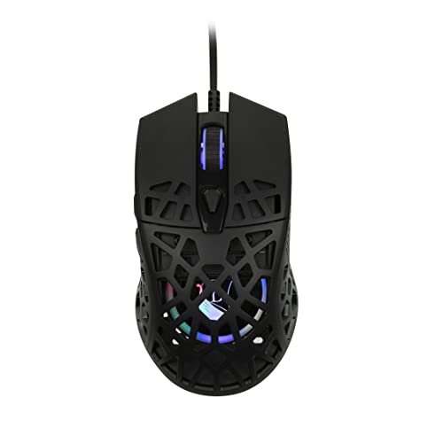 Konix Drakkar Kabelgebundene Gaming-Maus Aegir Ultra Light 70 g für PC - 7 Tasten - 7 DPI-Stufen - Rainbow-LED-Hintergrundbeleuchtung - Schwarz. von Konix