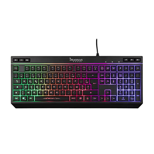 Konix Drakkar Kabelgebundene Membran-Gaming-Tastatur Spelheim AZERTY - Anti-Ghosting - Rainbow-Hintergrundbeleuchtung von Konix