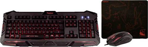 Konix Drakkar Raider Pack Kabelgebunden Gaming-Tastatur, Maus-Set Deutsch, QWERTZ Schwarz von Konix